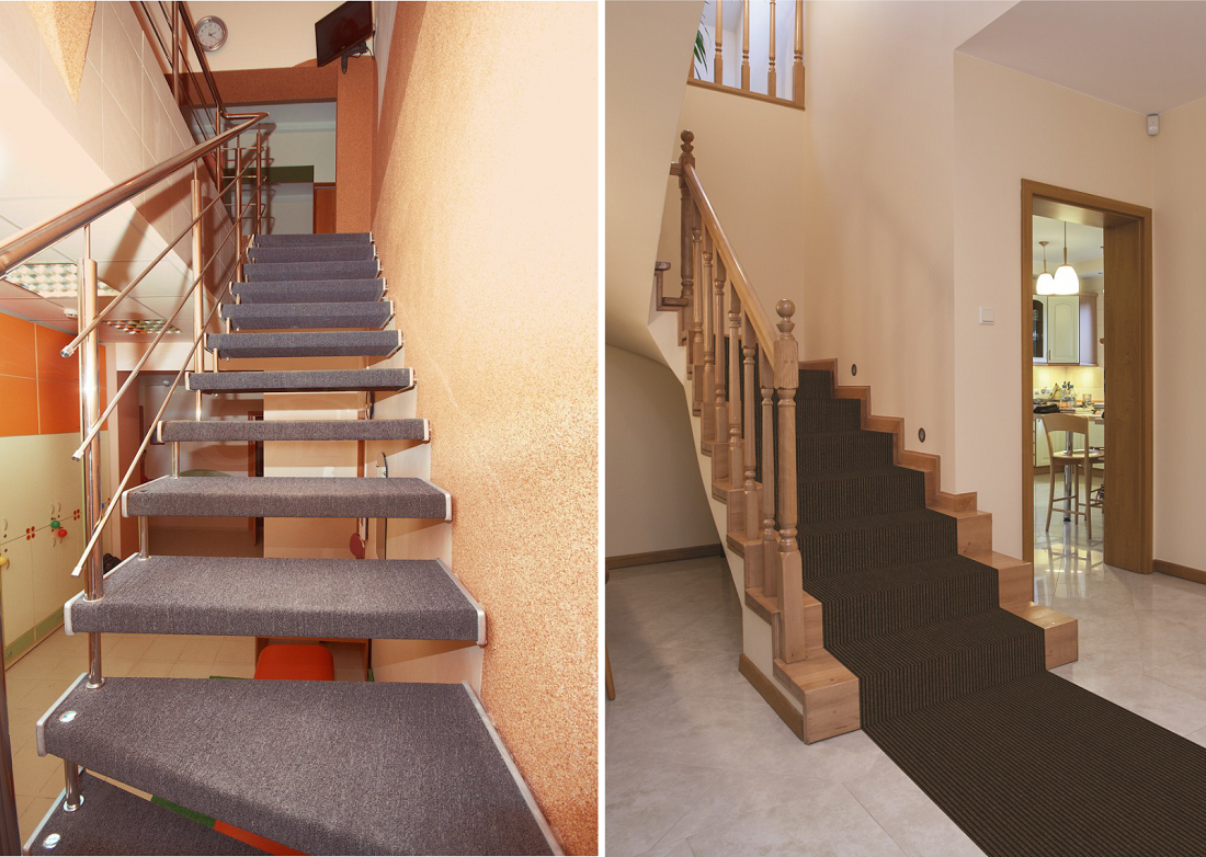 Carpet for different types of stairs.