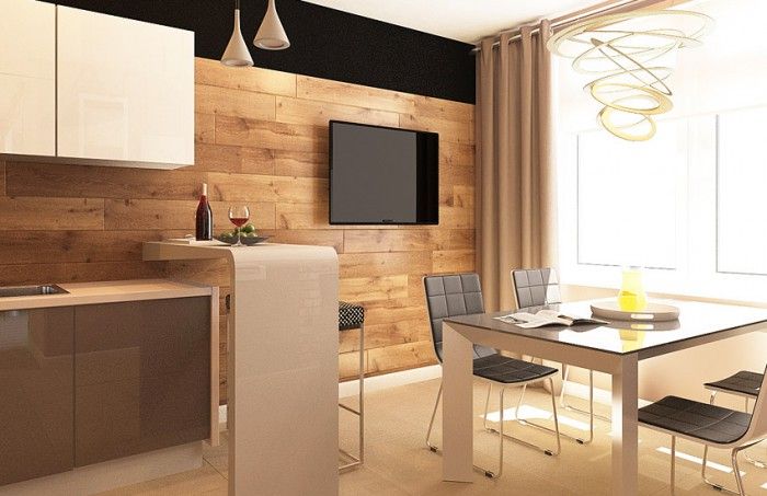 Lựa chọn trang trí tường bếp bằng laminate.