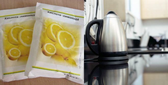 Citronskābe no katlakmens tējkannā.