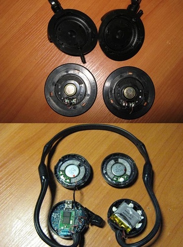 Disassembling headphones.