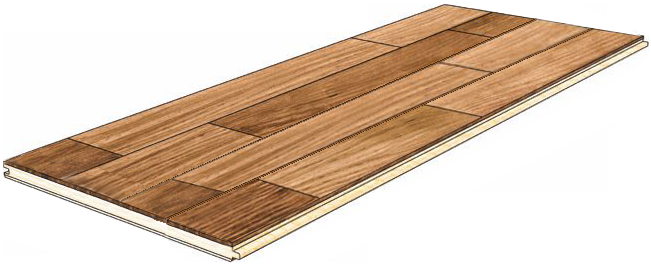 Four-strip na parquet board.