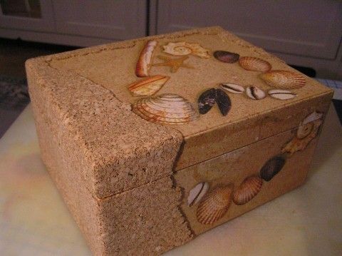 box with shell decor.