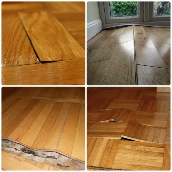 Deformation of the parquet board.