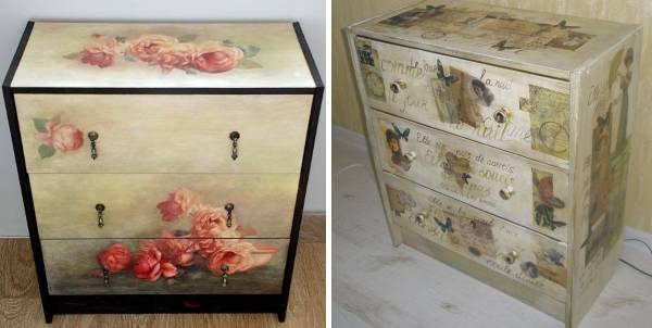 Decoupage einer alten Kommode