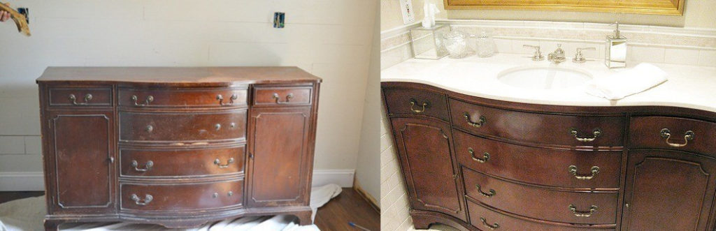 vanity cabinet from a chest of drawers