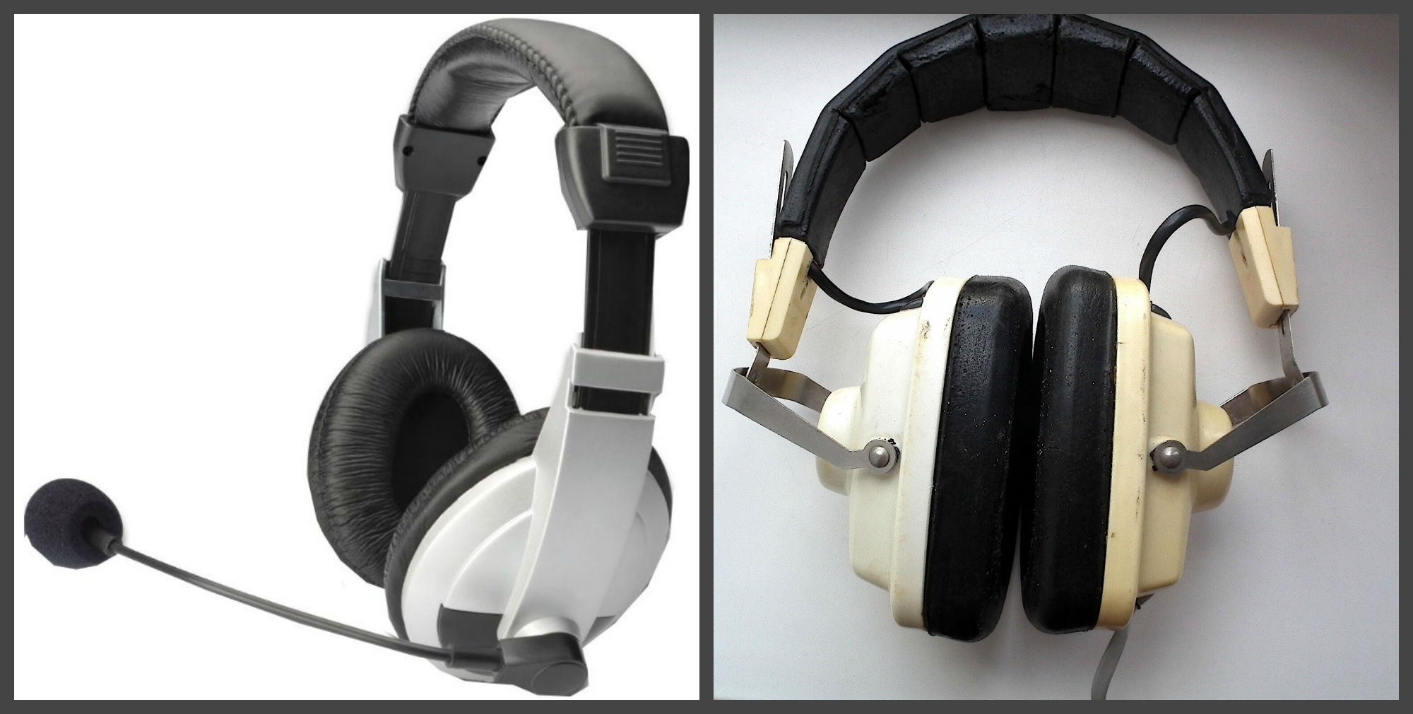 Mga lumang headphone at headset.