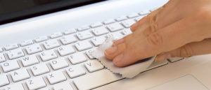 Cleaning the keyboard.