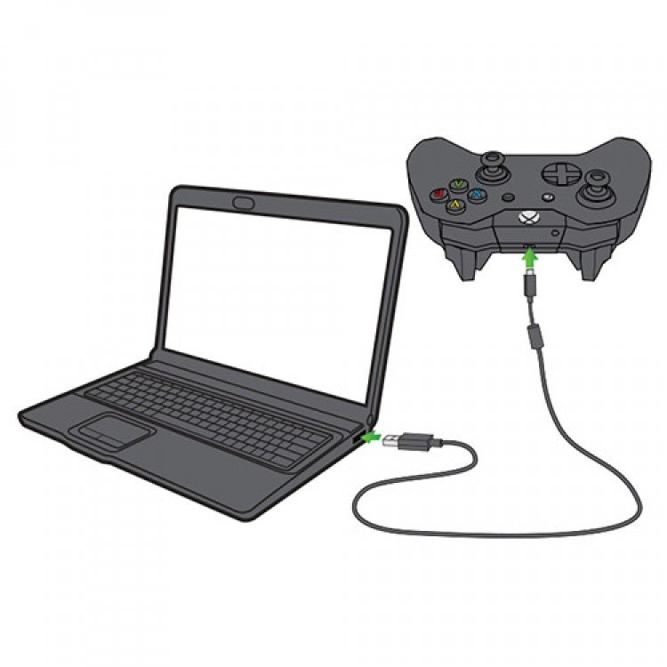 Joystick și laptop.