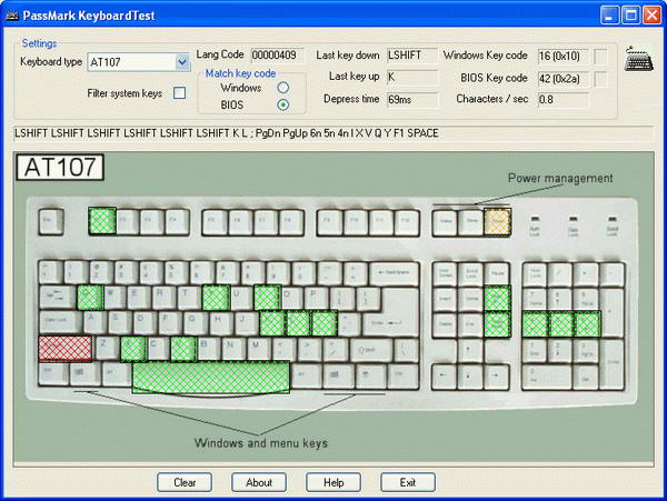 Test du clavier PassMark