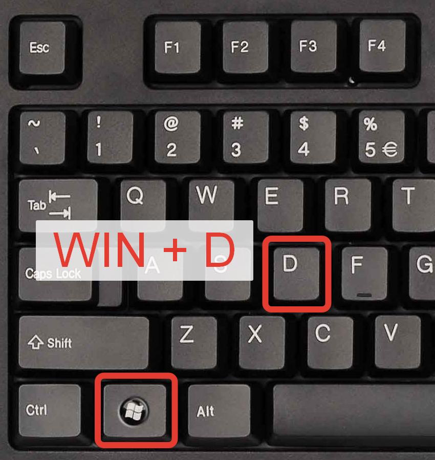 Tastaturgenvej Win+D.