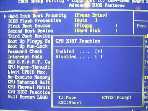 EIST no BIOS.