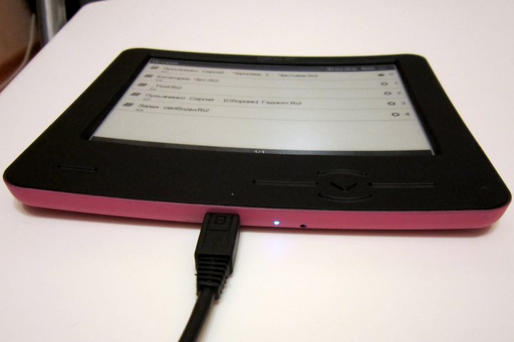 Charging an e-reader.