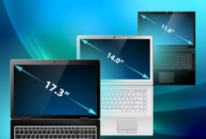 Laptops com diagonais diferentes.