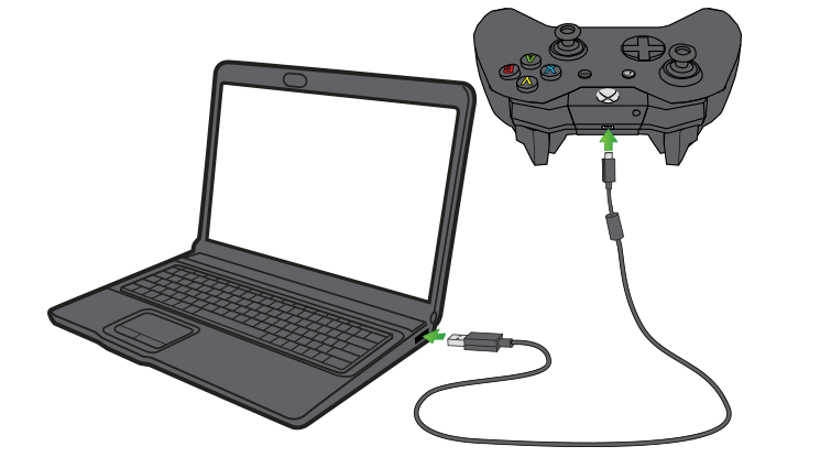 Gamepad i laptop.