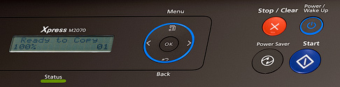 Stop button sa isang Samsung printer.