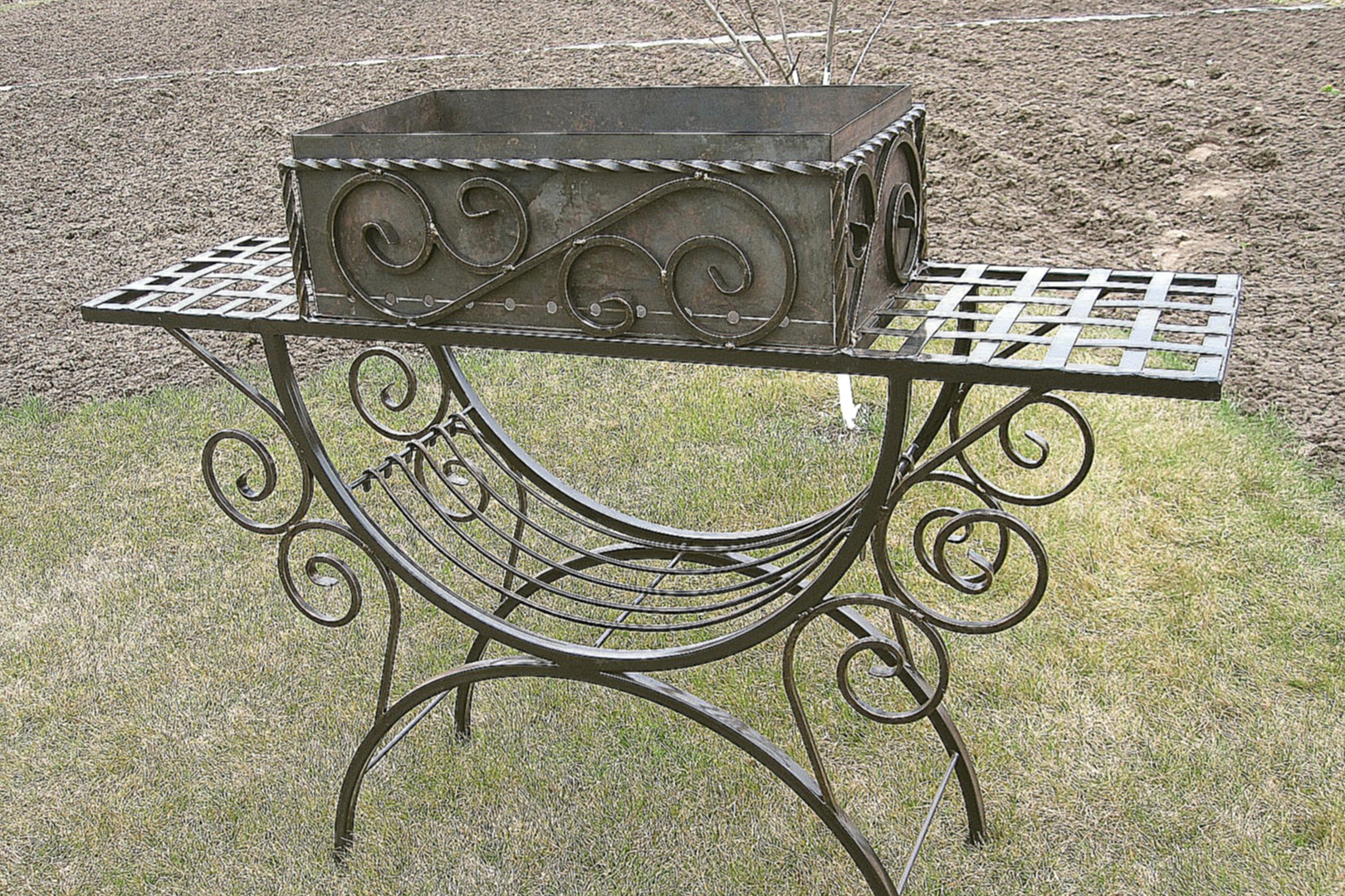 Wrought iron grill.