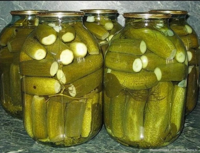 Jars of pickled cucumbers.