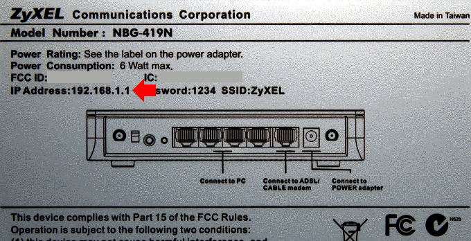 router address on the sticker