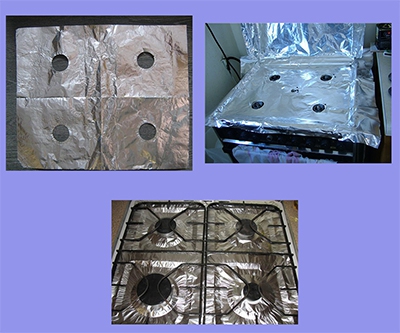 How to properly cover a gas stove with foil.