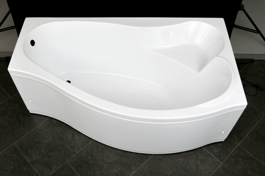 Unusual shape of acrylic bathtub.