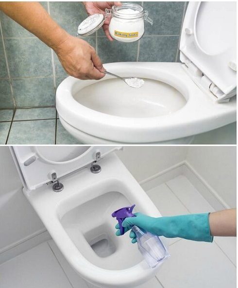 Methods for cleaning a toilet.