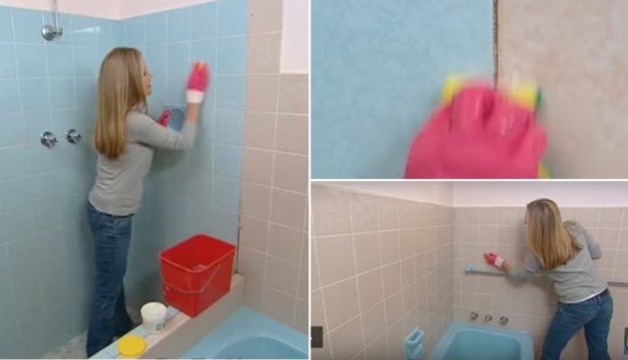 La niña transformó por completo un viejo baño por unos centavos