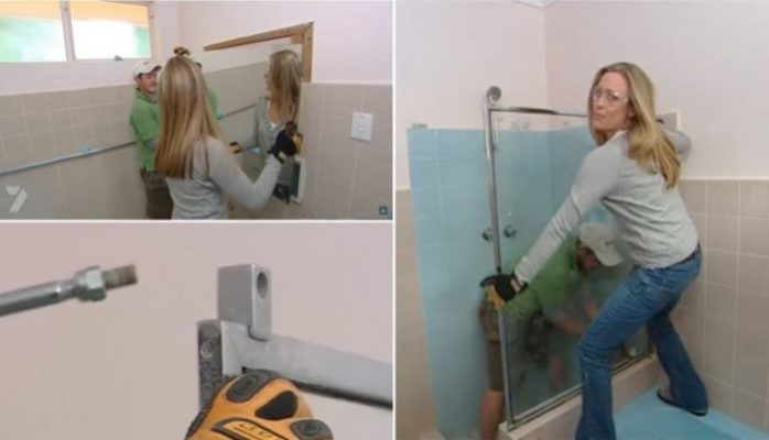 The girl completely transformed an old bathroom for pennies