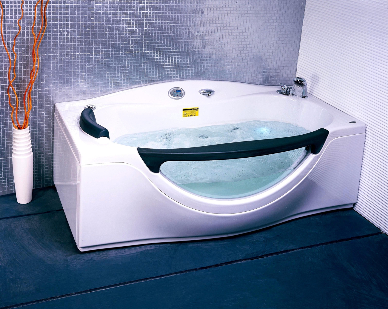 bathtub with transparent side