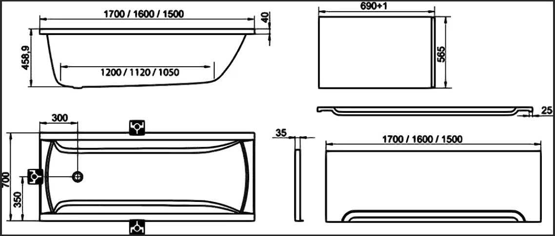 dimensions de la banyera