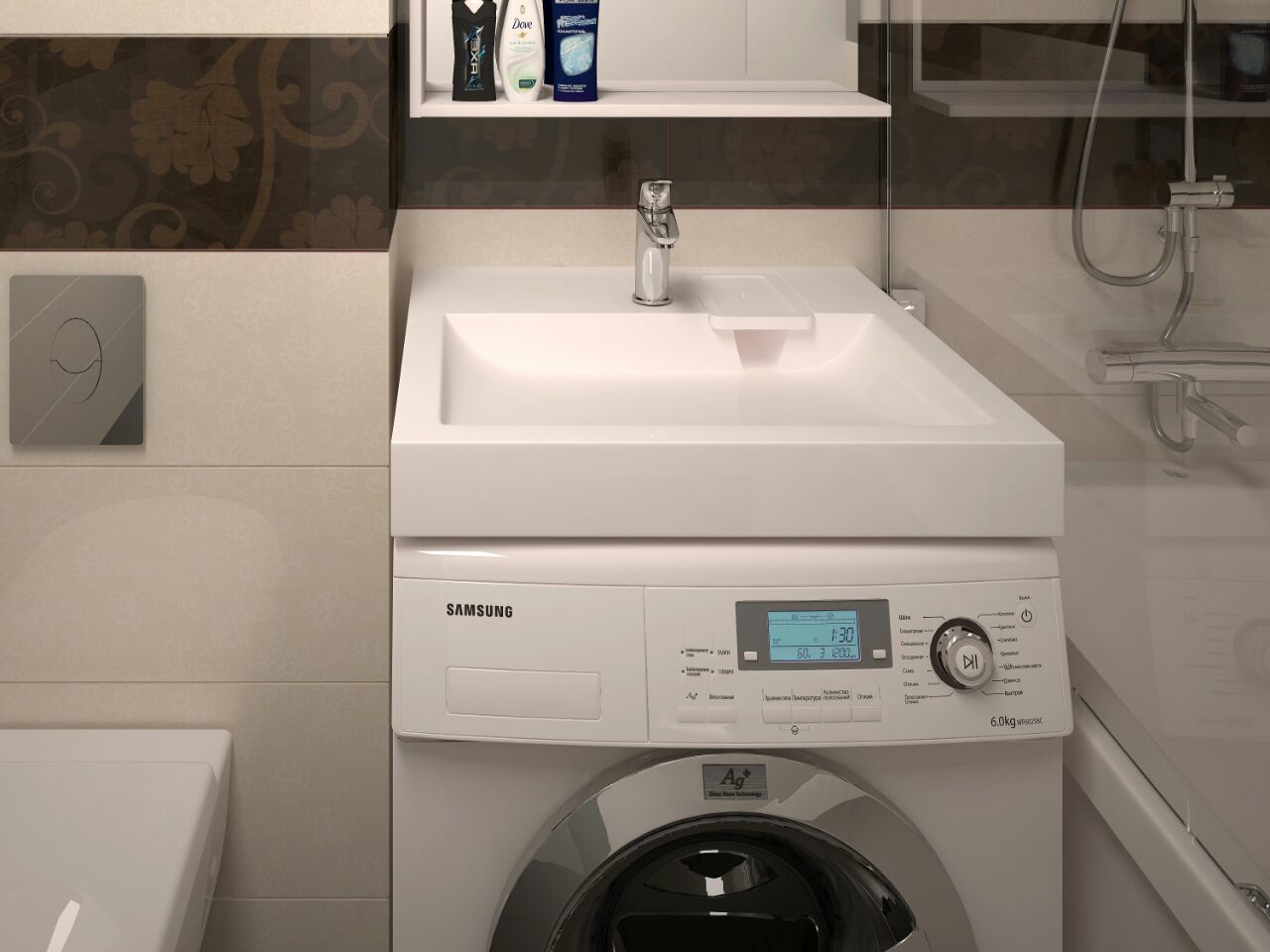 Washbasin above the washing machine: pros and cons