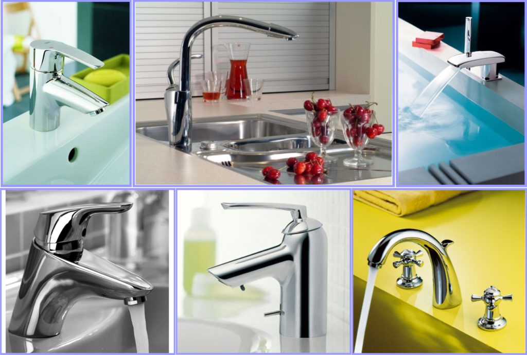 Faucets for bathroom and kitchen.