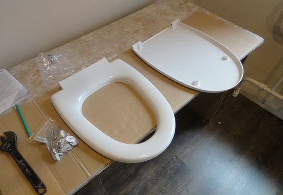 Details of the toilet seat.