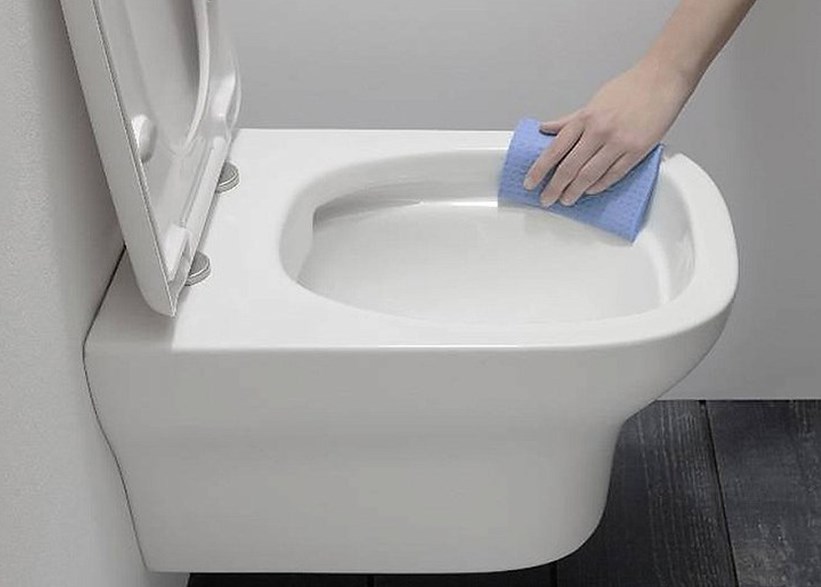 Rimless wall-hung toilet.