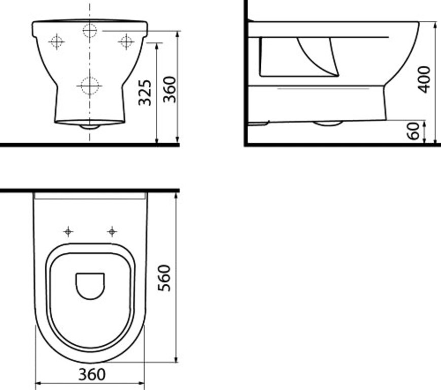 Optioneel hangend toilet.