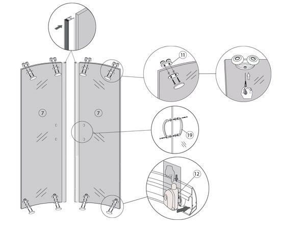 Adjustment screws on rollers.