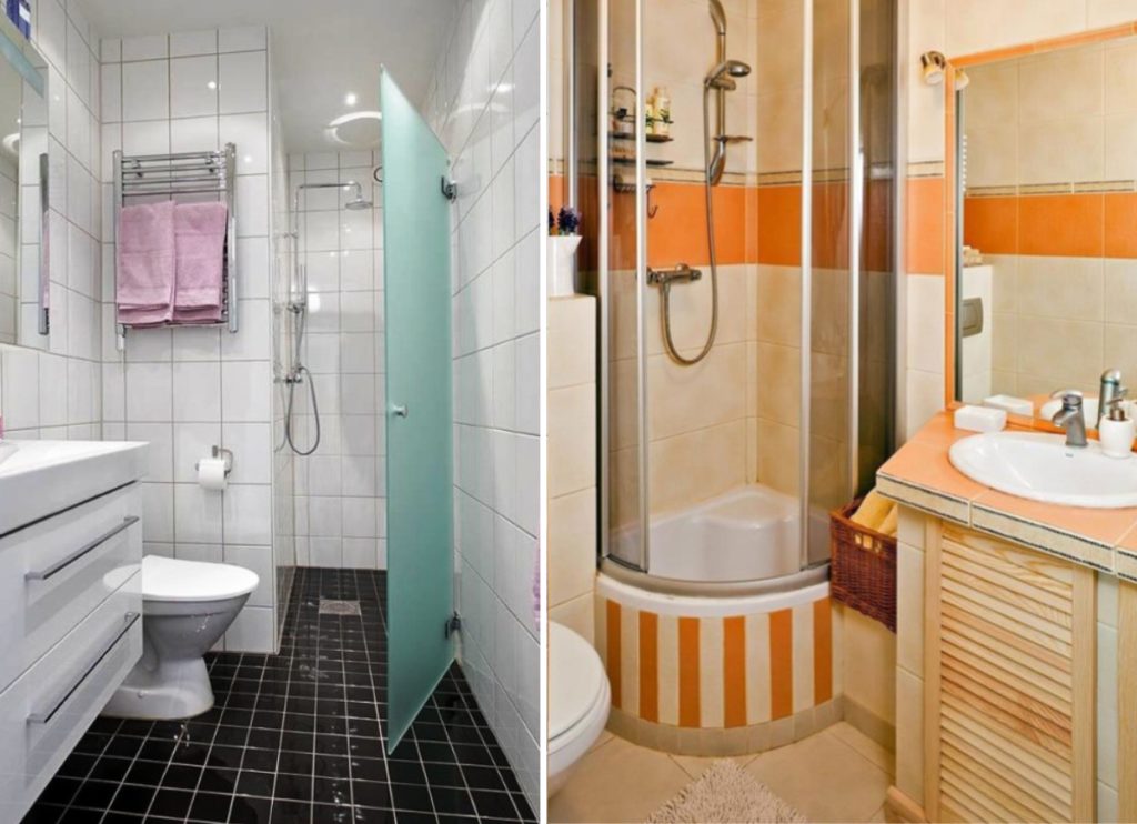 Options pour cabines de douche dans une petite salle de bain.