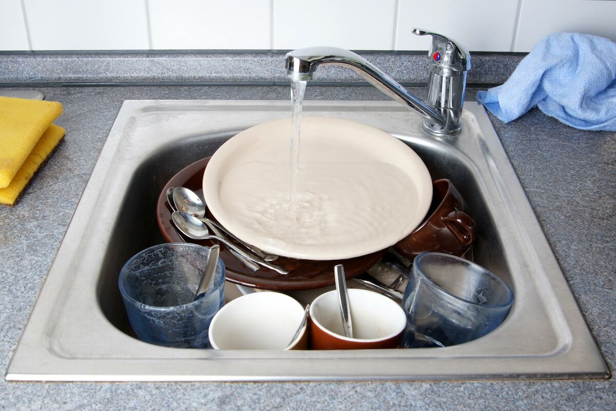 dishes in the sink