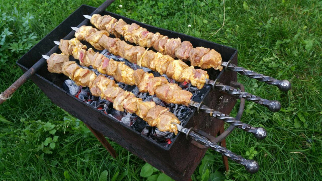 Shish kebab on the grill.