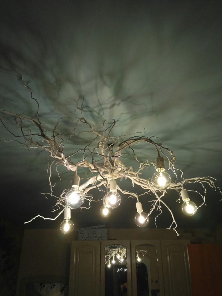 Wooden chandelier.