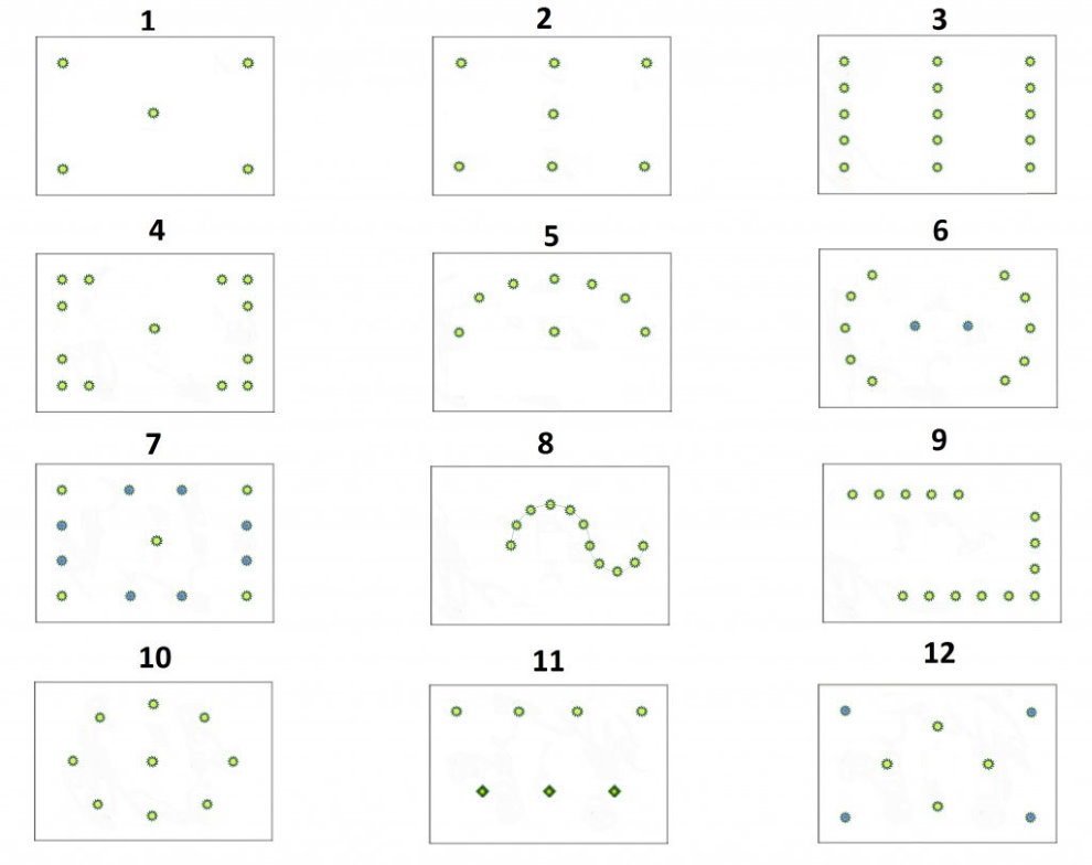 Layout de lâmpadas sem lustres.