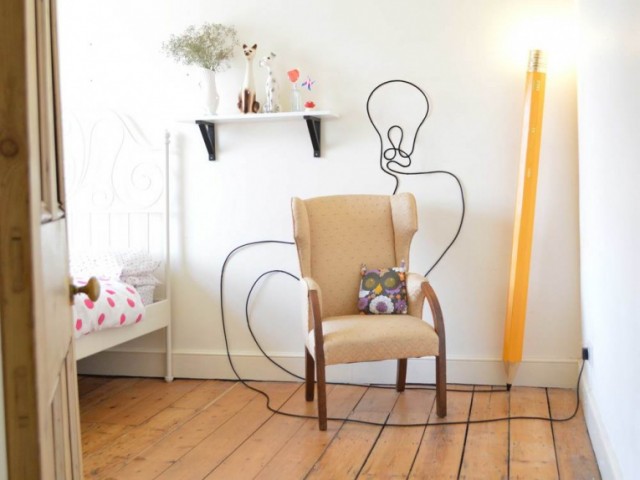 pencil-shaped floor lamp