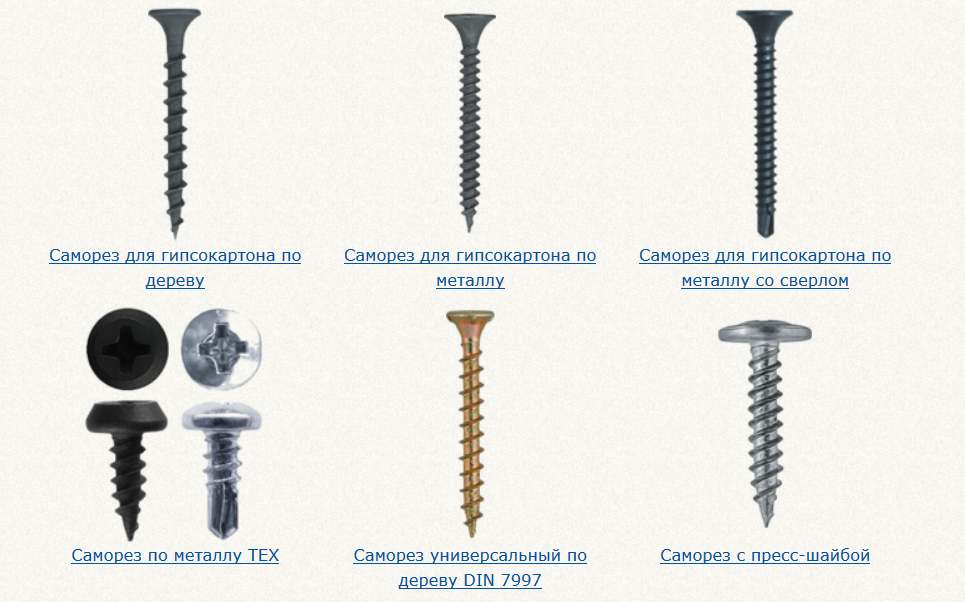 Tipos de tornillos autorroscantes