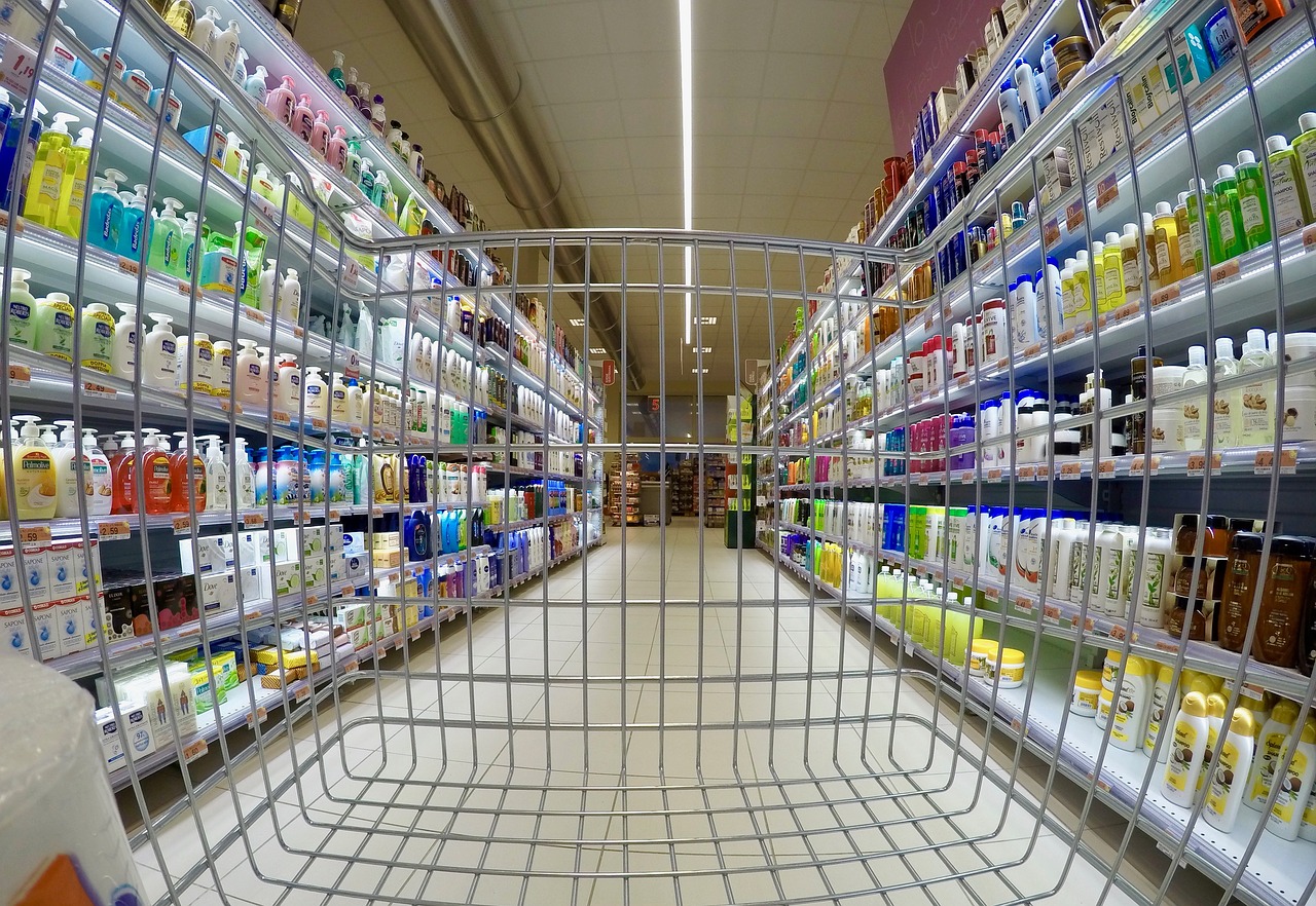 Hygiene department in a supermarket