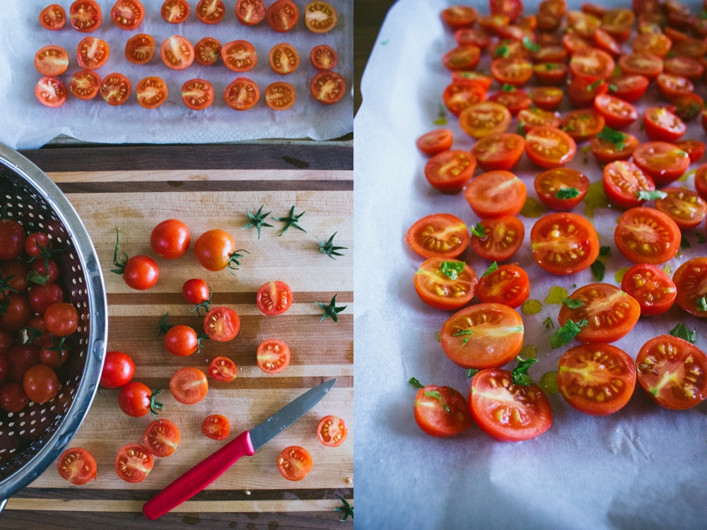 Tomate cereja picado