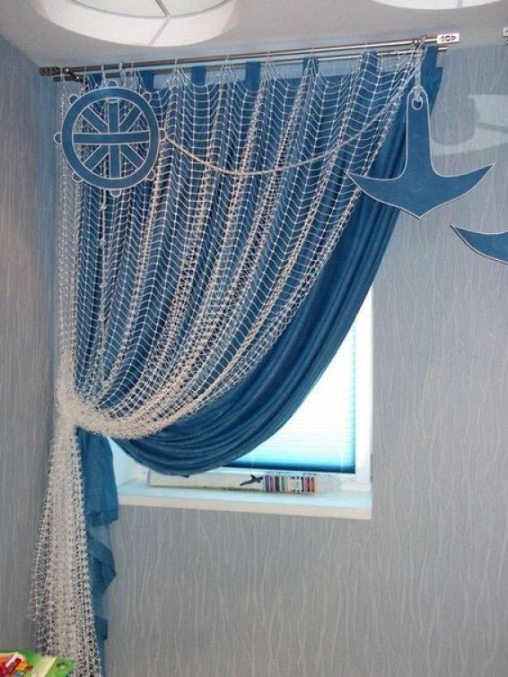 marine-themed curtains for the kitchen and dining room