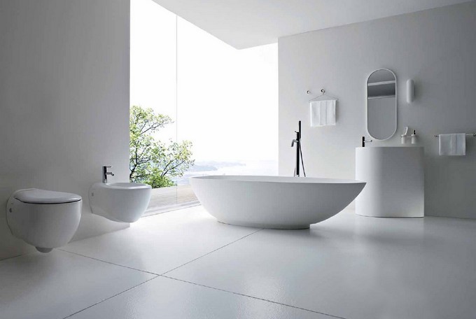 baño blanco en estilo minimalista