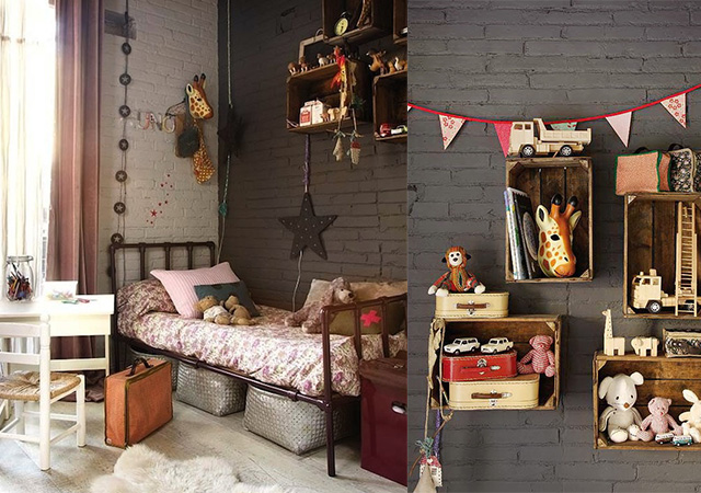 chambre d'enfant dans un style rétro