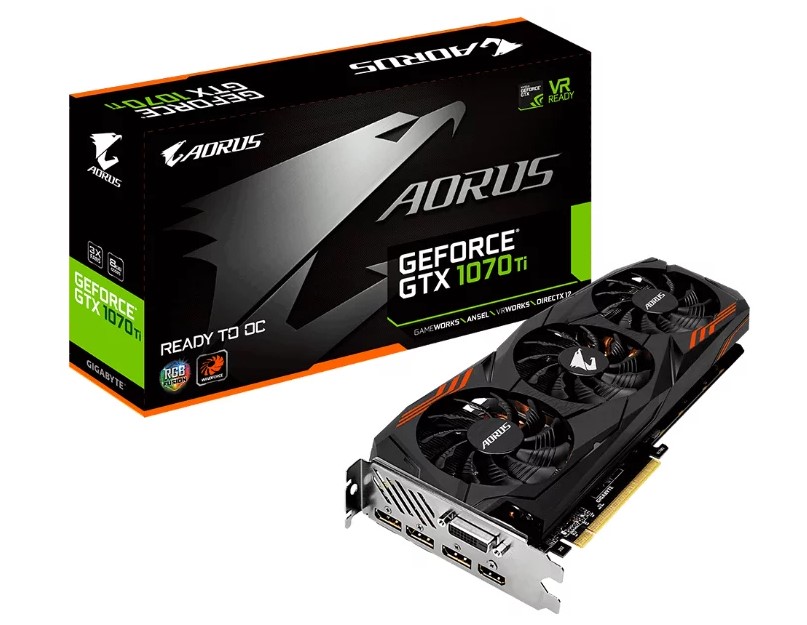 Vaizdo plokštė GIGABYTE GeForce GTX 1070 Ti 1607MHz PCI-E 3.0 8192MB 8008MHz 256 bitų DVI HDMI HDCP AORUS