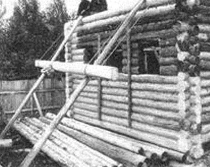 Building a house in the old days.