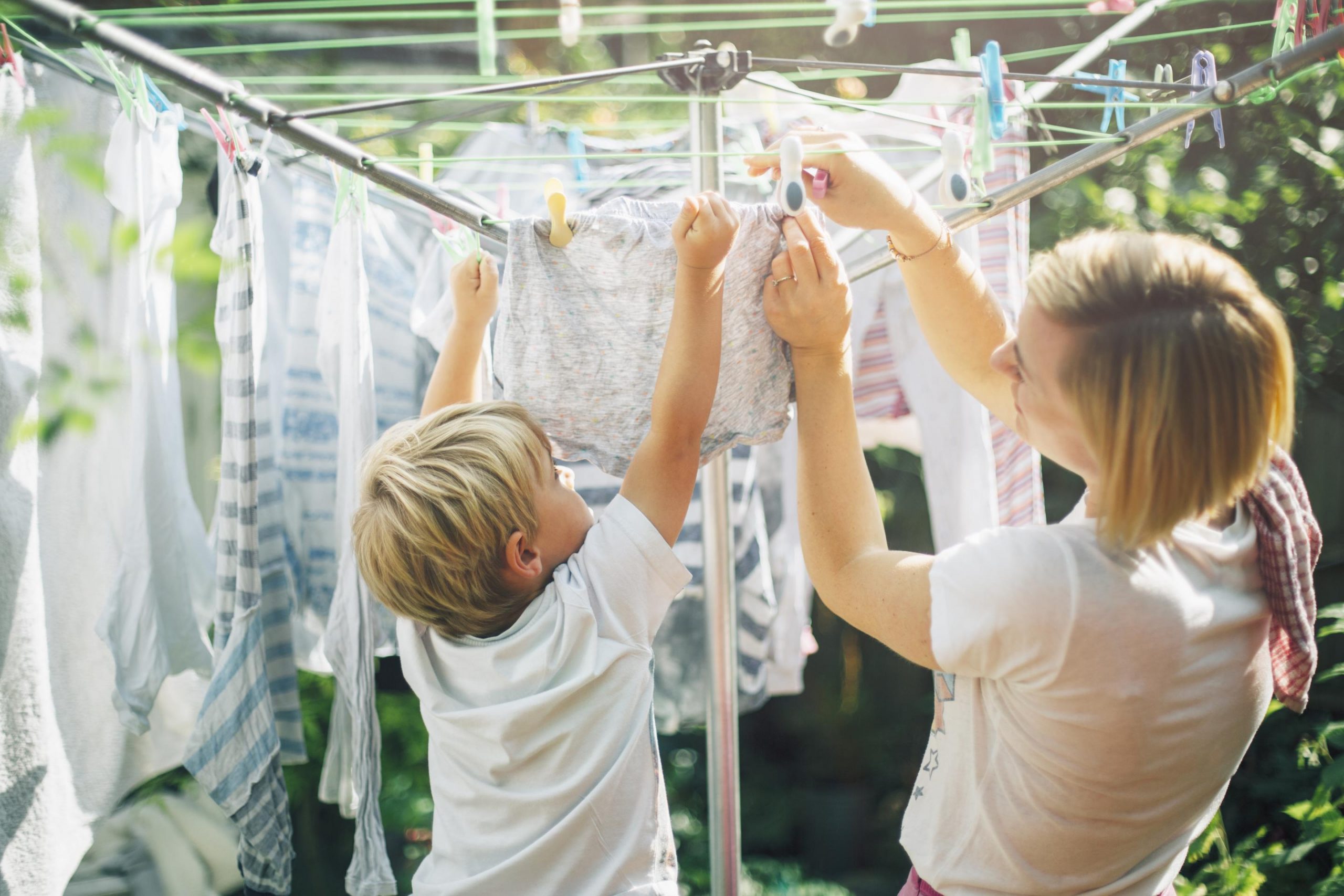 Drying clothes on the balcony